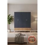 Mobihobi Aura Gardrop 176Cm - Aytaşı/Antrasit Çam, 6 Raf, 4 Çekmece, 2 Askı