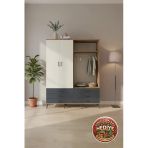 Mobihobi Aura Gardrop: 6 Çekmeceli, 2 Kapaklı, 2 Askılı, 4 Raflı - 176X59x221 Çam-Aytaşı/Antrasit
