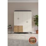 Mobihobi Aura Gardrop: 6 Raf, 4 Çekmece, Tek Askılı - Antrasit/Aytaşı 176X59x221
