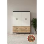 Mobihobi Aura Gardrop: 8 Raflı, 6 Çekmeceli, 4 Kapaklı 176X59x221 Antrasit/Aytaşı