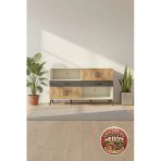 Mobihobi Luna 8 Raflı 3 Çekmeceli Tek Kapaklı Konsol 176X44x99 Aytaşı-Çam/Antrasit