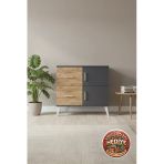 Mobihobi Luna Antrasit Şifonyer: 2 Çekmeceli, 2 Kapaklı, 1 Raflı (88X44x80cm)