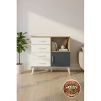 Mobihobi Luna Şifonyer: 4 Çekmeceli, 1 Raflı, 1 Kapaklı - Çam/Antrasit 88X44x80cm