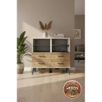 Mobihobi Luna Şifonyer: 4 Raflı, 4 Çekmeceli, 88X44x80 Aytaşı-Antrasit/Çam