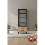 Mobihobi Silva Dolap Kitaplık 4 Raflı 2 Çekmeceli Antrasit-Çam 60X30x163: Modern Ve Fonksiyonel Çözüm