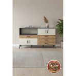 Mobihobi Silva Konsol: 4 Çekmeceli, 4 Kapaklı, 2 Raflı Antrasit-Aytaşı/Çam (176X30x99)