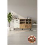 Mobihobi Silva Konsol 4 Raflı 4 Çekmeceli 2 Kapaklı | 132X30x83 Atlas Çam Aytaşı