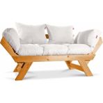 Mobil Deco Kombin Wood Ahşap Iki Kişilik Kanepe (Ceviz/krem)