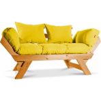 Mobil Deco Kombin Wood Ahşap Iki Kişilik Kanepe (Ceviz/sarı)