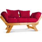 Mobil Deco Kombin Wood Ahşap Iki Kişilik Koltuk Bahçe Koltuğu Yataklı Ceviz Kırmızı