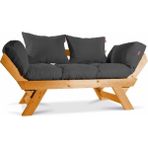 Mobil Deco Kombin Wood Ahşap Iki Kişilik Koltuk Bahçe Koltuğu Yataklı Gürgen Füme
