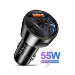 MOBİL GO Huawei Samsung Redmi Mi iPhone Telefon Uyumlu Type-c Ve Usb Girişli Araç Çakmaklık Şarj Aleti 55W