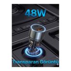 MOBİL GO Tüm Araçlara Uyumlu Araba Çakmaklık Şarj Cihazı Usb + Typec Girişli Oto Şarz Aleti Soketi 48w
