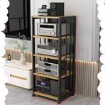 Mobil Kayıt Çalar Zemin Ayakta Stereo Raf Köşe TV Rafı Siyah ve Ceviz ile 5 Katmanlı Ayarlanabilir Medya Standı 109cm/43" - Eğlence Ekipmanları nizing için mükemmel