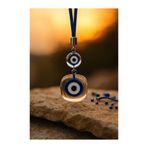 MobiLand Gerçek Cam Nazar Boncuğu Araba Dikiz Aynası Süsü El Yapımı Şans & Koruma Sembolü, Evil Eye