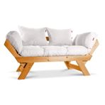 Mobildeco Kombin Wood Ahşap İki Kişilik Kanepe (Ceviz/Krem)