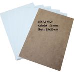 mobilreyon - 4 Adet Beyaz Mdf Duralit 3 mm, 35x50 cm (Resim Kağıdı Ölçüsü),Bir Tarafı Beyaz Boyalı