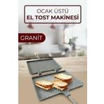 mobilreyon - Ekmek Kızartma Makinesi - İç dış Granit Döküm Ocak üstü Tost - Kamp Izgara (23x17cm)