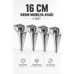 Mobilya Ayağı 16 Cm Krom Sert Plastik Kanepe Koltuk Dolap Sehpa Ayağı (4 Adet)