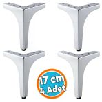 Mobilya Ayağı Dayanıklı Modern Tasarım Koltuk Sehpa Masa Tv Ünitesi 17 Cm Krom Gümüş Metal 4 Adet