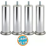 Mobilya Ayağı Modern Koltuk Kanepe Dayanıklı Tv Ünite M8 Civatalı Ayakları Krom Gümüş Metal 15 Cm 4 Adet