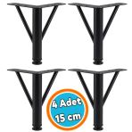 Mobilya Ayağı Modern Koltuk Kanepe Dayanıklı Tv Ünitesi 15 Cm Siyah Metal Ayağı Ayakları 4 Adet