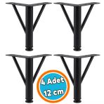 Mobilya Ayağı Modern Koltuk Kanepe Dayanıklı Tv Ünitesi Ayağı Ayakları 12 Cm Siyah Metal 4 Adet