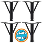 Mobilya Ayağı Modern Koltuk Kanepe Dayanıklı Tv Ünitesi Ayağı Ayakları Siyah Metal 20 Cm 4 Adet