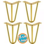Mobilya Ayak Ayağı Üçgen Modern Tasarım Koltuk Sehpa Masa Tv Ünitesi 15 Cm Gold Altın Metal 4 Adet