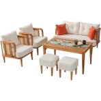 Mobilya Bazarı Flora Bahçe Mobilyası (Salon, Balkon, Cafe, Ofis) 2+1+1+Masa+2 Puf