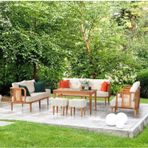 Mobilya Bazarı Flora Gürgen Iskelet Bahçe Mobilyası (Salon - Balkon - Cafe - Ofis) 3+2+1+1+Masa+2 Puf