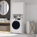 Mobilya Çamaşır Makinesi Dolabı 3 Raflı Kapaklı Banyo Dolabı Beya Beyaz