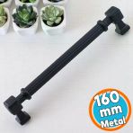 Mobilya Çekmece Mutfak Dolabı Dolap Kulpları Kulb 16 Cm 160 Mm Çizgili Siyah Metal Kulp