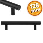 Mobilya Dolap Kapak Çekmece Kulpu Kulbu 128 mm Mat Siyah Metal Kulp
