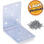 Mobilya Dolap Köşe Bağlantı Sabitleme L Demir Köşebent Gönye 50x50x40 Mm ( 5 Adet)