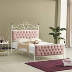 Mobilya Dükkanım Pembe Pedesa Metal 140x190 ARM061 cm Karyola