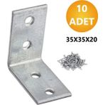 Mobilya Eşya Dolap Duvara Sabitleme Köşebent Bağlantı Aparatı L Demiri Gönye 35X35x20 Mm (10 Adet)