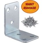Mobilya Eşya Dolap Duvara Sabitleme Köşebent Bağlantı Aparatı L Demiri Gönye 45X45x30 Mm (10 Adet)