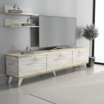 MOBİLYA GEZEGENİ Efes Mermer - Altın Elite Gold Tv Ünitesi 180 cm Z2003