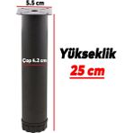 Mobilya Kanepe Baza Koltuk Metal Yükseltici Destek Ayağı Ayarlanabilir Siyah Ayak 25 Cm 4 Adet