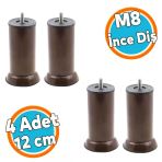 Mobilya Kanepe Baza Koltuk Yükseltici Destek Ayağı Metal M8 Civata Kahvrengi 12 Cm Ayak (4 Adet)