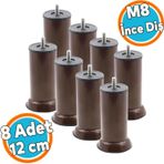 Mobilya Kanepe Baza Koltuk Yükseltici Destek Ayağı Metal M8 Civata Kahvrengi 12 Cm Ayak (8 Adet)