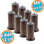 Mobilya Kanepe Baza Koltuk Yükseltici Destek Ayağı Metal M8 Civata Kahvrengi 12 Cm Ayak (8 Adet)
