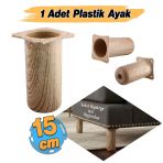 Mobilya Kanepe Koltuk Baza Yükseltici Yükseltme Ayağı Ayakları Plastik Doğal Meşe Renk 15 Cm