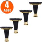 Mobilya Kanepe Koltuk Puf Sehpa Ayağı Siyah Gold Baza Ayakları 15 cm (4 Adet)