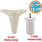 Mobilya Kanepe Koltuk Tv Ünitesi Yükseltici Destek Ayağı Ayakları 12 Cm Krem 20'Li Set