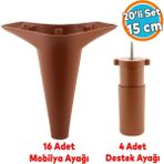 Mobilya Kanepe Koltuk Tv Ünitesi Yükseltici Destek Ayağı Ayakları15 Cm Kahve 20'Li Set