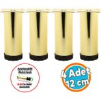 Mobilya Kanepe Sehpa Tv Ünitesi Koltuk Ayağı Ayarlanabilir 12 cm Gold Altın Metal Baza Ayak 4 Adet