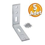 Mobilya Kose Baglanti Sabitleme L Demir Deprem Dolap Duvar Birlestirme Gonye 65X65x20 Mm (5 Adet)