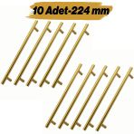 Mobilya Kulp Mutfak Dolap Çekmece Dolabı Kapak Kulpları Gold Altın 224 mm 22.4 cm Metal (10 Adet)